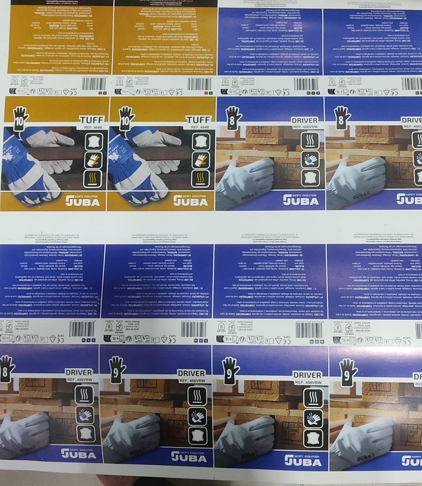 Uncut offset sheet of printed glove header cards after printing at Fotoset, Kolkata